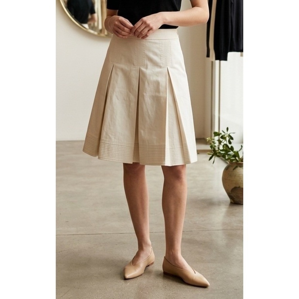 Talbots Petites Pleated Skirt Size 4P Office Career Preppy A-Line Cotton Stretch